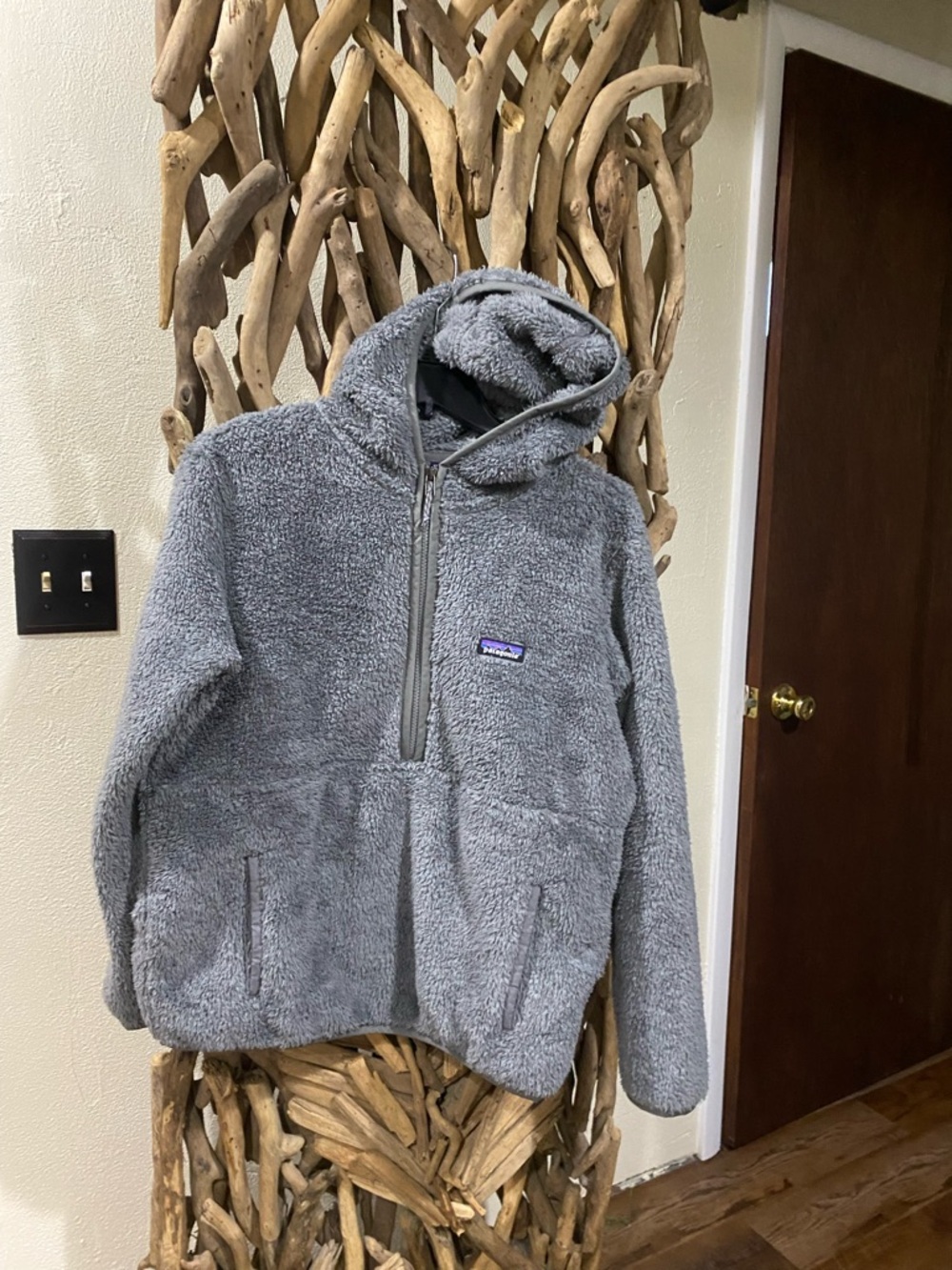 Patagonia Gray Fleece Hooded Jacket